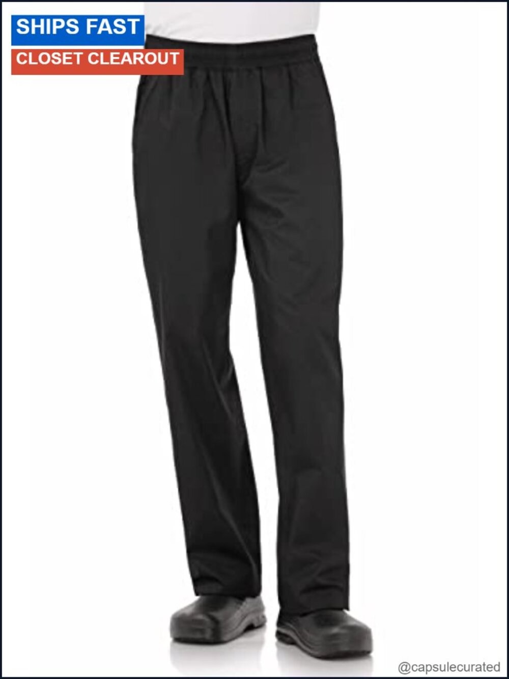 Men's Baggy Chef Pants Lightweight Polycotton Twill Elastic Waist Utility